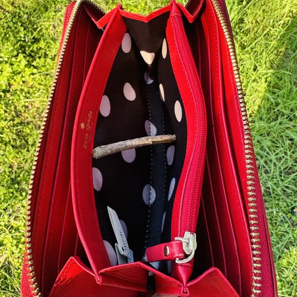 Kate Spade Cedar Street Lacey Patent Leather Red Wallet - Picture 11 of 16